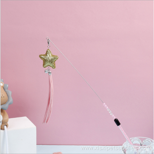 interactive tassels plastic stick steel wire cat teaser